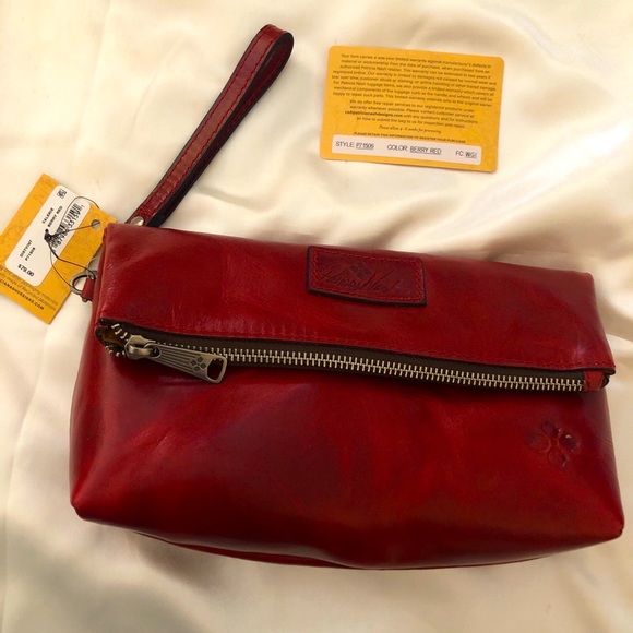 Patricia Nash Valerie Distressed Vintage Berry Red Leather Wristlet NWT & Card - Picture 4 of 12